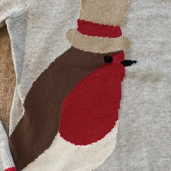 VGUC Boden Gray Sweater with festive Bird Design - Picture 2 of 2